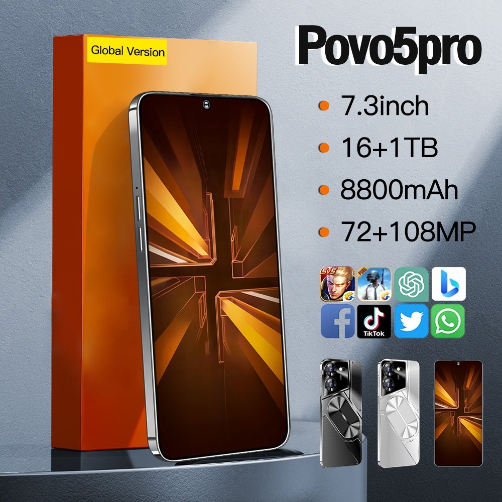 Original New Mobile phones Unlocked 5G smartphone povo 5 pro 16TB+1TB Android 13 Deca Core Dual Card Cellphone